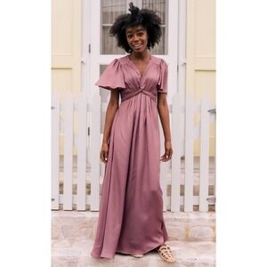 Gal‎ Meets Glam Genevieve Empire Waist Mauve Maxi Dress Size 00 NEW